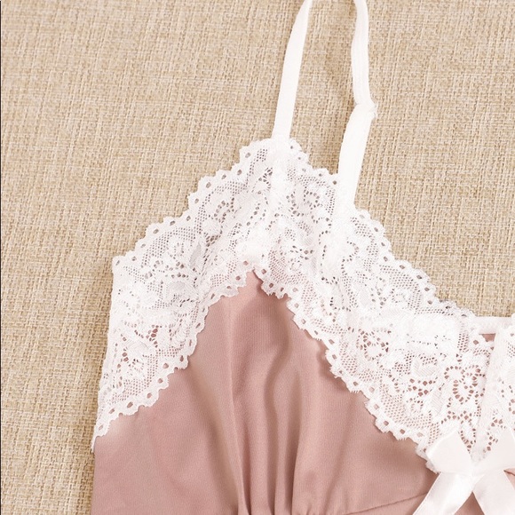 New Pink Lace Tee & Shorts Pajama Set - Picture 6 of 7